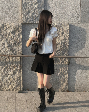 Perfume Shirring Off Short Sleeve Blouse